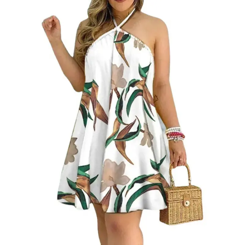 Conyson New Arrival summer fashion female sleeveless clothes Women's flower printed High Waist Loose one piece ladies' Dress