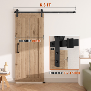 Kit de quincaillerie pour porte de grange en acier au carbone, rail coulissant complet, roulettes de suspension noires pour cuisine et salle de bain - Product Image 4