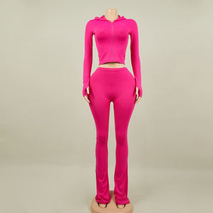 Set da Palestra Autunnale per Donna con Logo Personalizzato, Giacca con Zip e Leggings a Vita Alta, Abbigliamento per Yoga e Allenamento, Completo Due Pezzi - Product Image 4