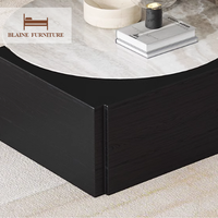 Table basse design moderne ronde avec dessus en marbre naturel et cadre en bois massif Table basse fantastique en placage de bois fumé domestique