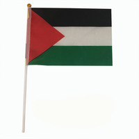 Vente en gros Mini drapeau national palestinien imprimé par sublimation avec mât en plastique