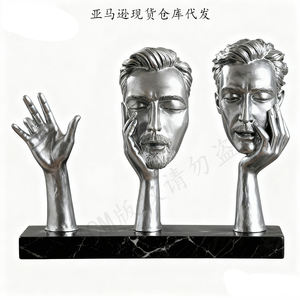 Statue Sculpture Artisanale en Résine - Décoration à Tenir en Main (Blanc/Or/Noir) Ornements Modernes pour l'Intérieur de la Maison - Product Image 5