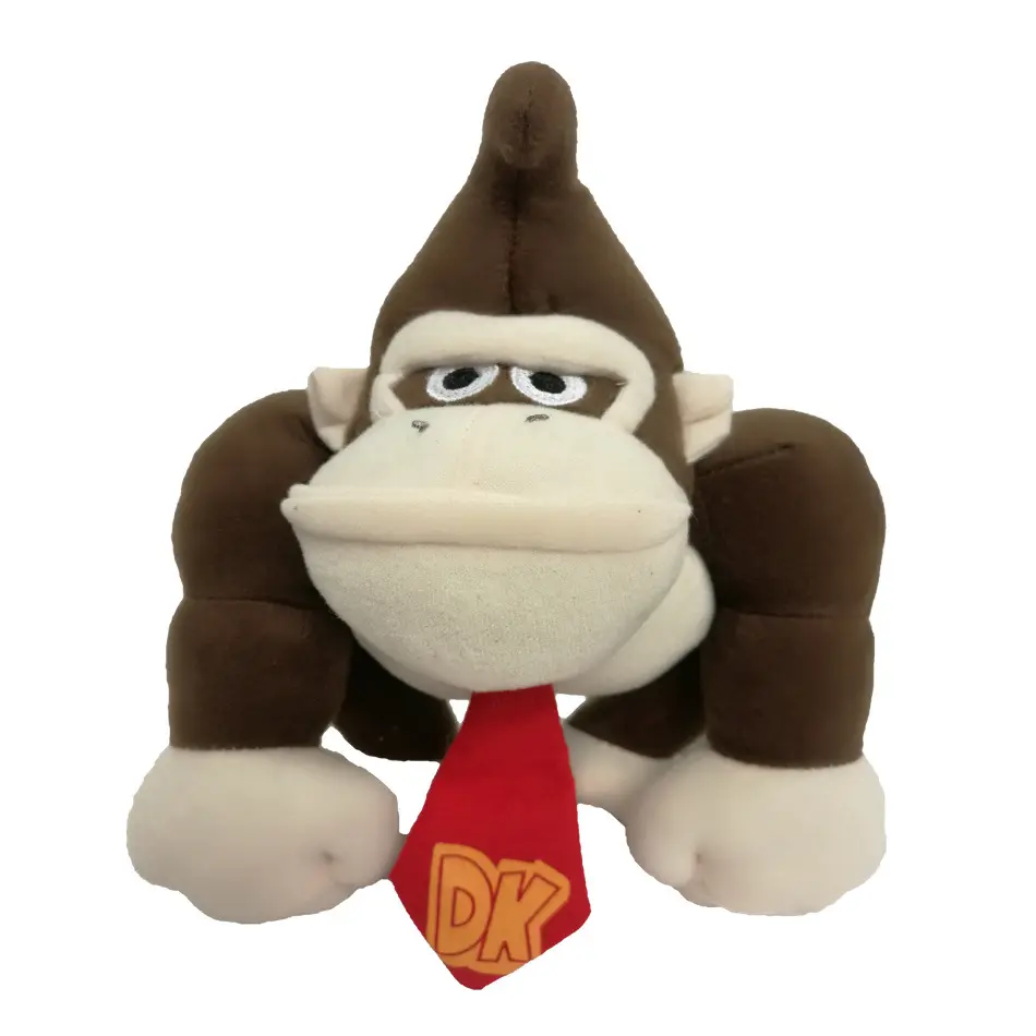 Hot Selling Super Mario Bros Knuffel Mario Bros Ezel Zacht Gevulde Pop Orang-oetan Rode Stropdas Dk Aap Pluche Speelgoed