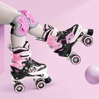 Patins à roulettes ajustables pour enfants, mignons, avec des roues lumineuses en PU 82A, patins à roulettes quad pour les sports de plein air, garçons, filles, enfants