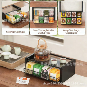 Estante de almacenamiento de cápsulas de café y bolsitas de té de madera, organizador de escritorio de doble capa con compartimentos para uso en la cocina - Product Image 2