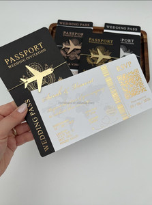 Invitation de <span class=keywords><strong>mariage</strong></span> au design populaire : passeport, <span class=keywords><strong>carte</strong></span> <span class=keywords><strong>d</strong></span>'<span class=keywords><strong>embarquement</strong></span>, <span class=keywords><strong>carte</strong></span> <span class=keywords><strong>d</strong></span>'accès avec couverture et avion - Product Image 5