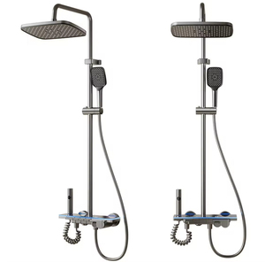 Ensemble <span class=keywords><strong>de</strong></span> <span class=keywords><strong>douche</strong></span> mural au design moderne apparent, finition noir mat, pour appartement, hôtel et villa, avec pommeau <span class=keywords><strong>de</strong></span> <span class=keywords><strong>douche</strong></span> pluie et <span class=keywords><strong>barre</strong></span> coulissante - Product Image 5