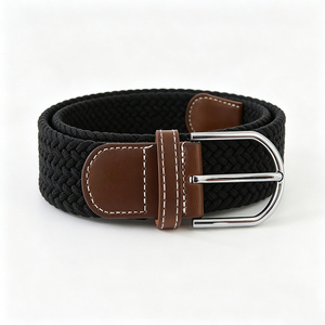 Ceintures en tissu tressé élastique personnalisées avec logo de marque pour femme, ceinture de taille et ceinture en corde avec boucle - Product Image 1