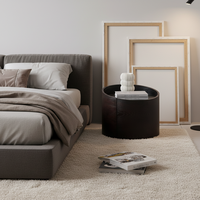 Table de chevet moderne en bois massif multicouche, faite à la main, avec 1 tiroir et placage extérieur, pour chambre à coucher et salon