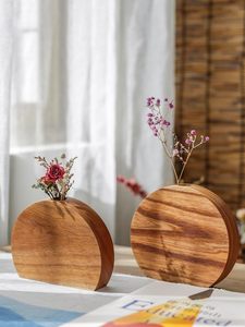 Florero de madera 202405, jarrón de madera hecho a mano artístico a prueba de fugas, capaz de insertar flores para mesa de centro decorativa - Product Image 6