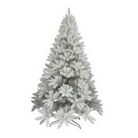 Sapin de Noël artificiel floqué de 2,1 m pré-éclairé avec lumières LED blanc chaud, entièrement en PVC et PE, à charnières, pour décoration intérieure des fêtes