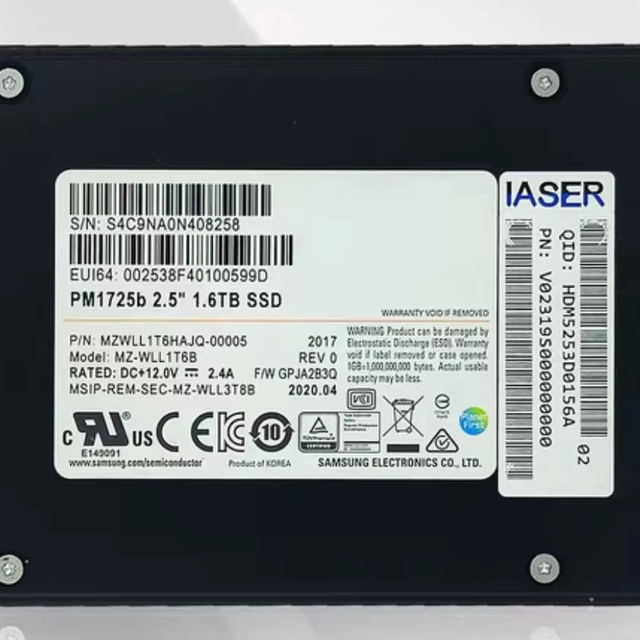 Used Enterprise SSD for Server Sumsung PM1725B U.2 3.2T HHIL Plug-In IBM Version HHML Plug-in Lenovo Version