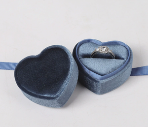 Wholesale Mini Velvet Heart <b>Ring</b> <b>Box</b> for Wedding Engagement Proposal Jewelry Packaging - Product Image 2