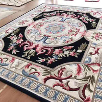 Tapis moderne de luxe en laine fait à la main en velours imprimé motif floral antidérapant 13mm d'épaisseur maison hôtels salon ignifuge