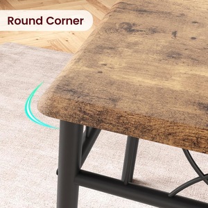 Retro <b>brown</b> square dining <b>table</b> three-piece set, space-saving for small apartments, one <b>table</b> and two chairs, simple <b>table</b> and - Product Image 3