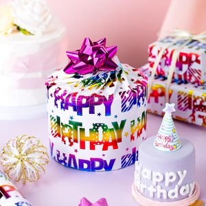 Happy Birthday Wrapping Paper Roll 17 Inch X 16.5 Feet Colorful Foil Rainbow Pattern Single Side Gift <b>Wrap</b> - Product Image 6