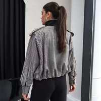 Veste Bomber Décontractée et Ample à Carreaux Teints avec Fermeture Éclair MYST&ZA pour Femme, Nouvelle Collection Printemps 2026, Coupe-Vent Tissée 2229838 2500838