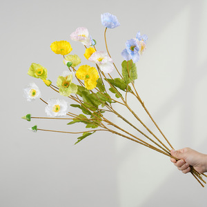 Bouquet de fleurs artificielles de pavot Greenway en PVC, plante entière à 4 branches, arrangement floral décoratif pour la maison et la photographie - Product Image 3
