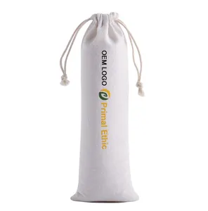 Organic Cotton Straw Drawstring Bag Camping Cutlery Storage Straw Brush Pouch Bags