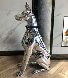 Escultura de Perro Doberman <span class=keywords><strong>Pinscher</strong></span> de Lujo Ligero, Galvanizada, para Decoración de Sala de Estar, Adorno Grande para el Suelo - Product Image 6