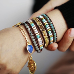 Pulseras <span class=keywords><strong>Bohemia</strong></span> Touch Wrap de Acero Inoxidable con Baño de Plata Negra, Geométricas, Estilo Hiphop, Cristianas, Aniversario, Hechas a Mano, Unisex - Product Image 2