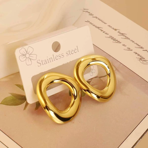 Bông tai thép không gỉ hình học bất quy tắc phong cách Punk thời thượng EH060, kiểu dáng thả bóng, trang sức thời trang - Product Image 6