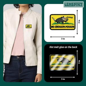 Parche bordado termoadhesivo de 3 pulgadas con diseño de No Crossum Possum para sombreros, ropa, mochilas, vaqueros, bricolaje - Product Image 5