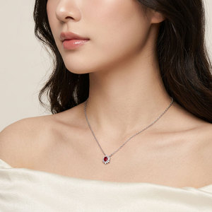 ผู้ผลิตจากฮ่องกง เครื่องประดับชั้นสูงสุด คลาสสิก ทองคำขาวแท้ 18K ประดับทับทิมธรรมชาติและเพชร สร้อยคอจี้ ของขวัญสำหรับผู้หญิง - Product Image 4