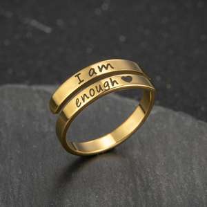 Anillo ajustable con letras de acero inoxidable, frase Faith Hope Love blesful Keep You Are My Sunshine, grabado, envío directo - Product Image 5