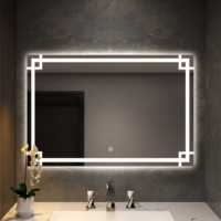 Miroir de salle de bain rectangulaire moderne à LED intelligent avec interrupteur tactile et lentille en aluminium pour projets de villas et d'hôtels