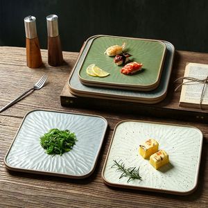 จานเครื่องปั้นดินเผาหยาบหินธรรมชาติเสิร์ฟซูชิสเต็กร้านอาหารจานอาหารค่ำ - Product Image 2