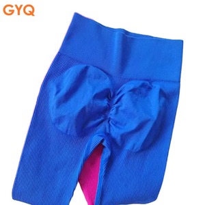Leggings de yoga côtelés taille haute chauds d'hiver, sans couture, couleur unie, pour fitness et gym, <span class=keywords><strong>effet</strong></span> <span class=keywords><strong>push</strong></span>-<span class=keywords><strong>up</strong></span>, froncés, très élastiques - Product Image 1