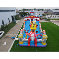 Château Gonflable Commercial Robot et Avion avec Toboggan, Grande Aire de Jeu Gonflable pour Location en Parc d'Attractions