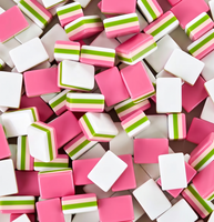 Jeu de Mahjong américain rose poudré, 166 tuiles, tuiles en acrylique à 4 couches, motif plantes en pot, Mahjong à rayures fraise matcha
