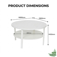 Table basse ronde blanche à 2 niveaux, plateau double, double rangement, table d'appoint minimaliste pour salon