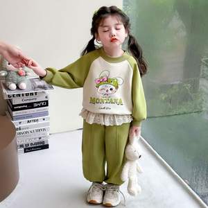 Primavera e autunno <span class=keywords><strong>abbigliamento</strong></span> Casual per bambini stampato Set felpa da ragazza cartone animato nuovo Set di due pezzi per bambini alla moda - Product Image 2