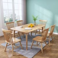 Nouvelle Arrivée 2026 : Ensemble Table et Chaises de Salle à Manger Rectangulaire en Bois Massif, Style Nordique Luxe Moderne