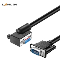 Cable de Comunicación Industrial RS232 DB9 Hembra a Macho con Conector en Ángulo de 90 Grados, Niquelado