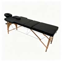 Table de massage pliante de luxe à 3 sections avec pieds en bois, hauteur réglable, table de spa professionnelle