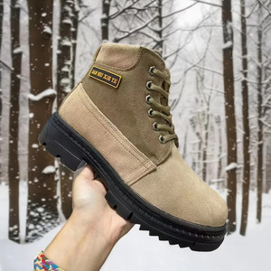 Bottes de neige pour hommes, chaudes, antidérapantes, à bout rond, mi-hautes, pour l'extérieur, couleur marron, sélection de tailles - Product Image 1