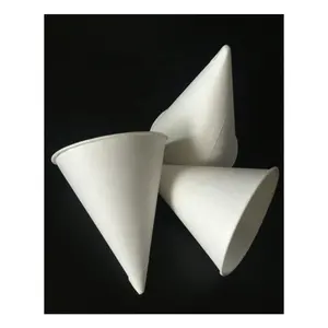 4.5oz सफेद कागज शंकु कप बढ़त मुड़ा हुआ कागज शंकु पानी कप मुंडा बर्फ कप