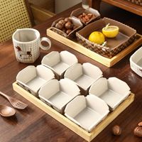 Assiettes en céramique, plats à collation et tasses à café à motifs de chiots de dessin animé rétro et de forêt de Louis, vaisselle quotidienne pour la maison
