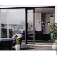 Portes coulissantes extérieures NUOXIN modernes, résistantes aux impacts, en verre trempé double vitrage, en alliage d'aluminium, anti-ouragan