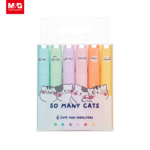 Marcadores Fluorescentes Perfumados M&G Serie So Many Cats, Mini, Rosa, Amarillo, Azul, Morado, Verde, Naranja, 6 Colores - Product Image 4