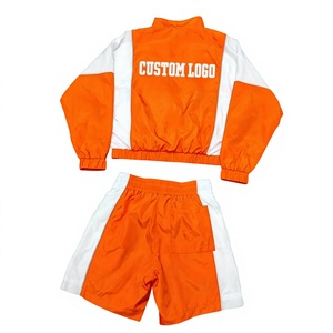 Wholesale Custom <b>Mens</b> Nylon Windbreaker <b>Jacket</b> and Jogging Shorts Set Lightweight <b>Summer</b> Gym Sportswear - Product Image 1