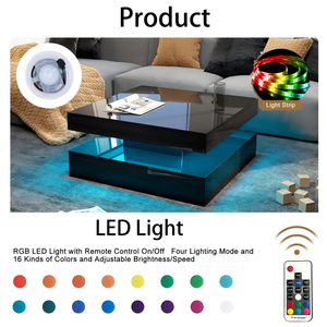 Nouvelle conception 2026 Quantité minimale de commande 50 pièces <span class=keywords><strong>Table</strong></span> basse moderne en LED blanche et noire <span class=keywords><strong>Table</strong></span> basse carrée à finition brillante pour salon - Product Image 6