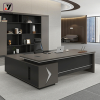 Bureau de direction moderne de luxe pour les gestionnaires de patron Mobilier de bureau durable en forme de L avec table d'ordinateur en bois