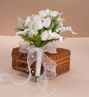 Bouquet de fleurs artificielles fait main pour mariée, imitant les tulipes et les lys, en PE, longue durée, pour mariage