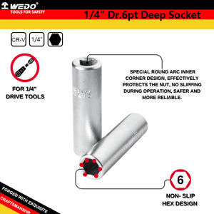 เหล็กโครเมียมวาเนเดียม1/4 "<span class=keywords><strong>Dr</strong></span>.6pt ซ็อกเก็ตลึก - Product Image 4