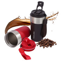 2025 Tasse à café de voyage sous vide à double paroi isolée de 500ml avec logo personnalisé avec corde portable et couvercle en paille pour le camping